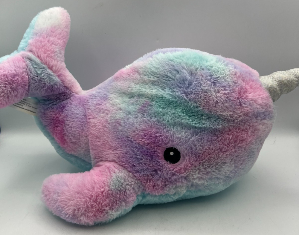 FAO Schwarz Plush LED Narwhal Light Sound Pastel Rainbow 17" Stuffed Animal